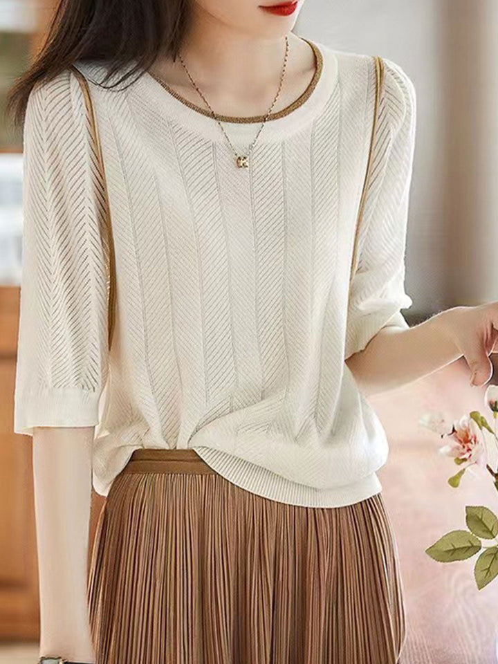 Alexa Retro Crew Neck Knitted Sweater Top