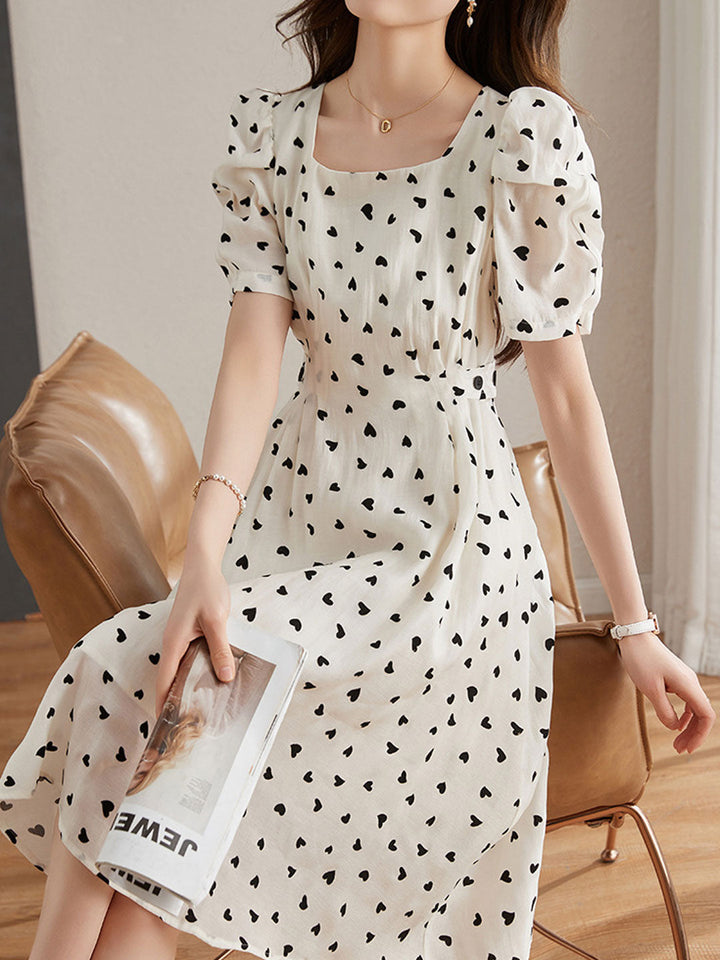 Abigail Retro Printed Polka-dot Dress