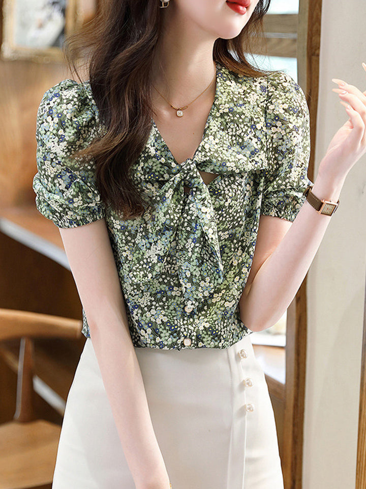 Alexis Elegant Puff Sleeve Floral Top