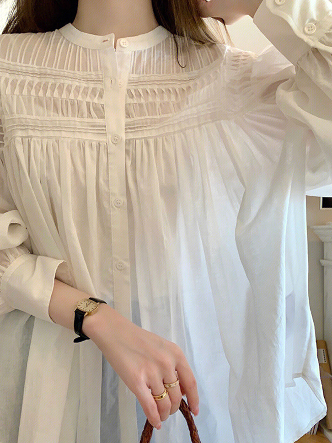 Aaliyah Loose Puff Sleeve Chiffon Blouse