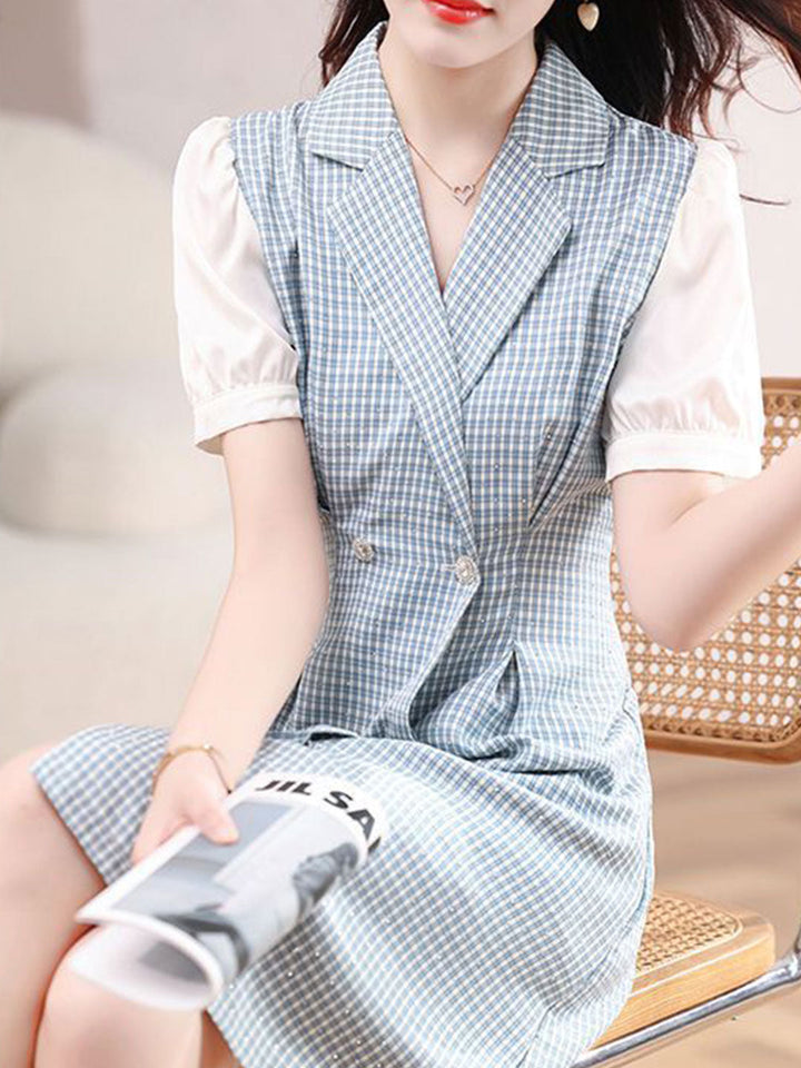 Madeline Classic Plaid Suit Panel Dress