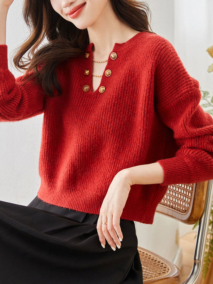 Lauren Retro Chain Pullover Knitted Sweater