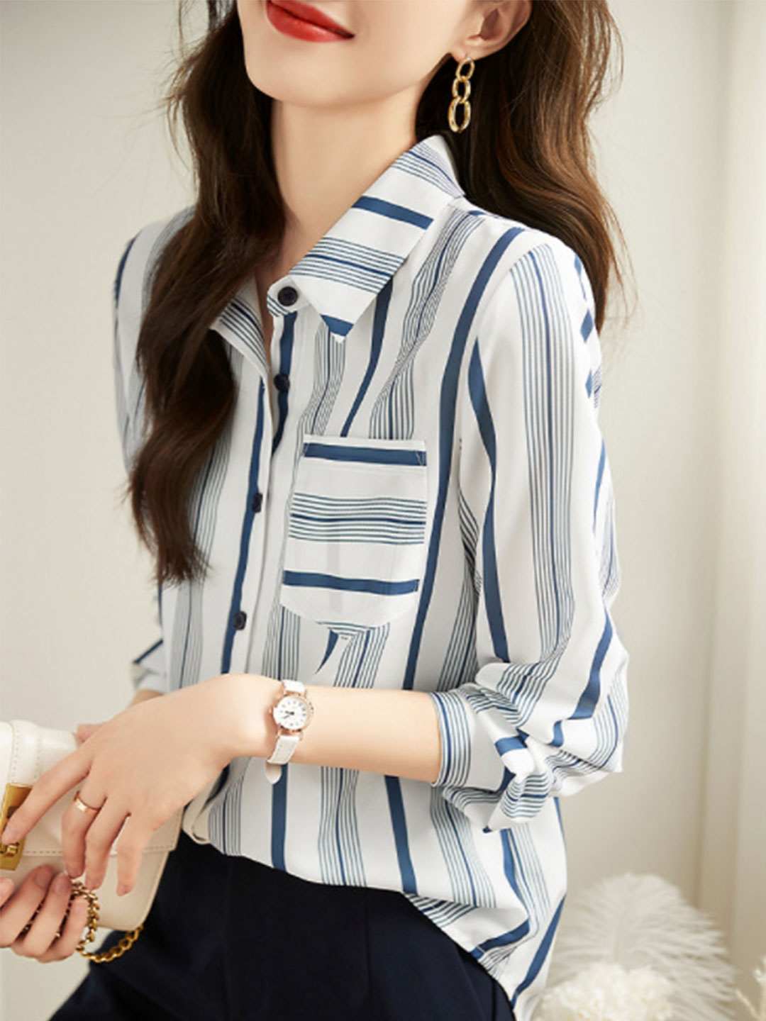 Sydney Classic Lapel Striped Shirt