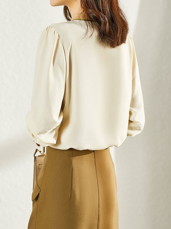 Alyssa French V-neck Chiffon Blouse