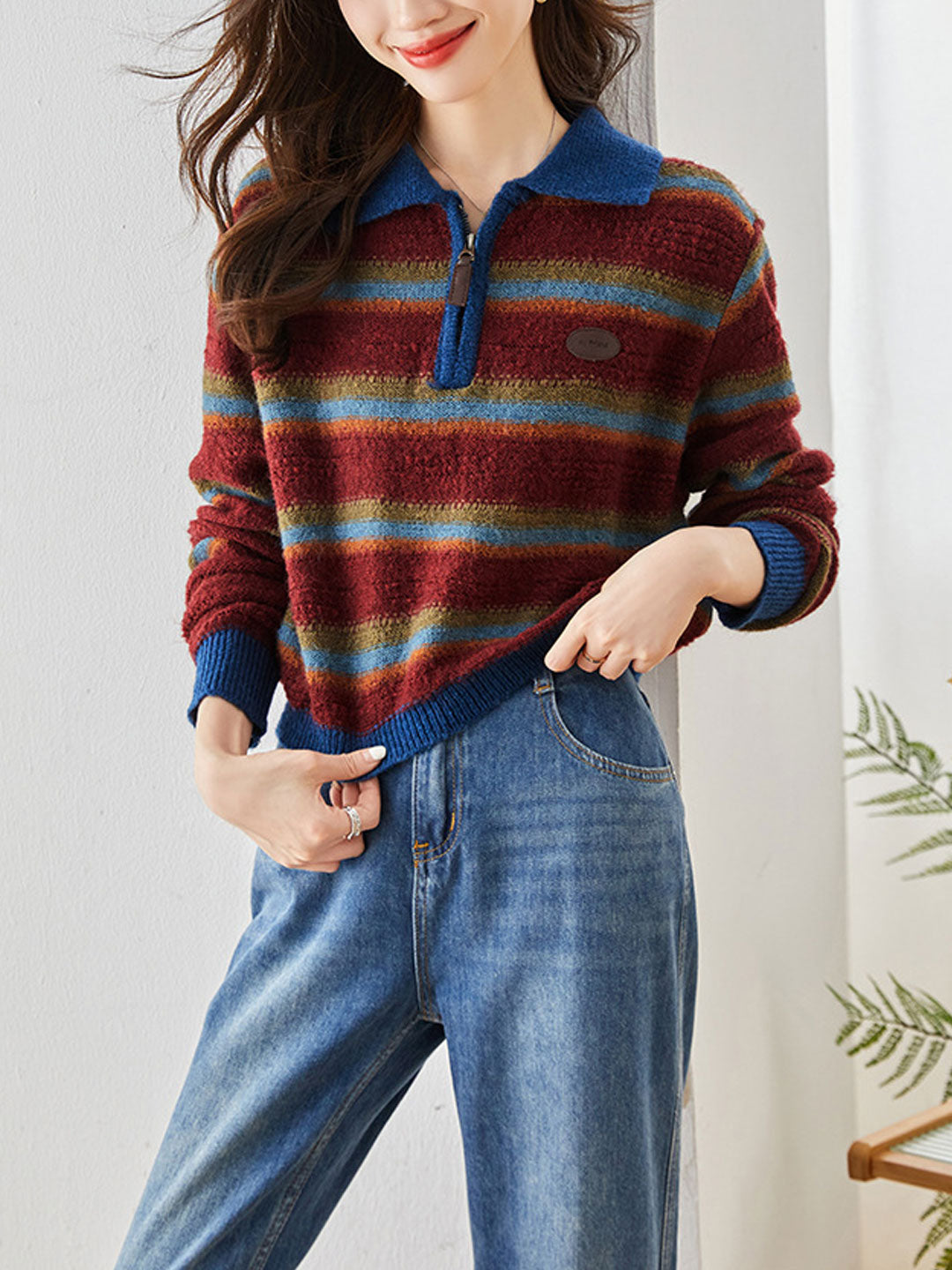 Sarah Casual Striped Pullover Knitted Sweater