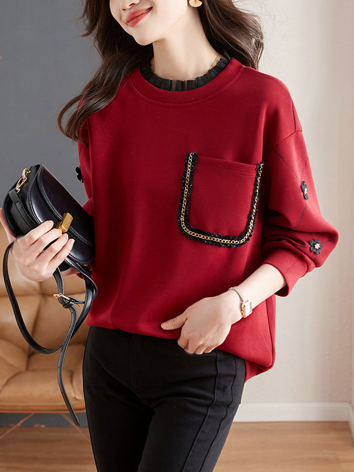 Olivia Casual Auricular Embroidered Sweatshirt