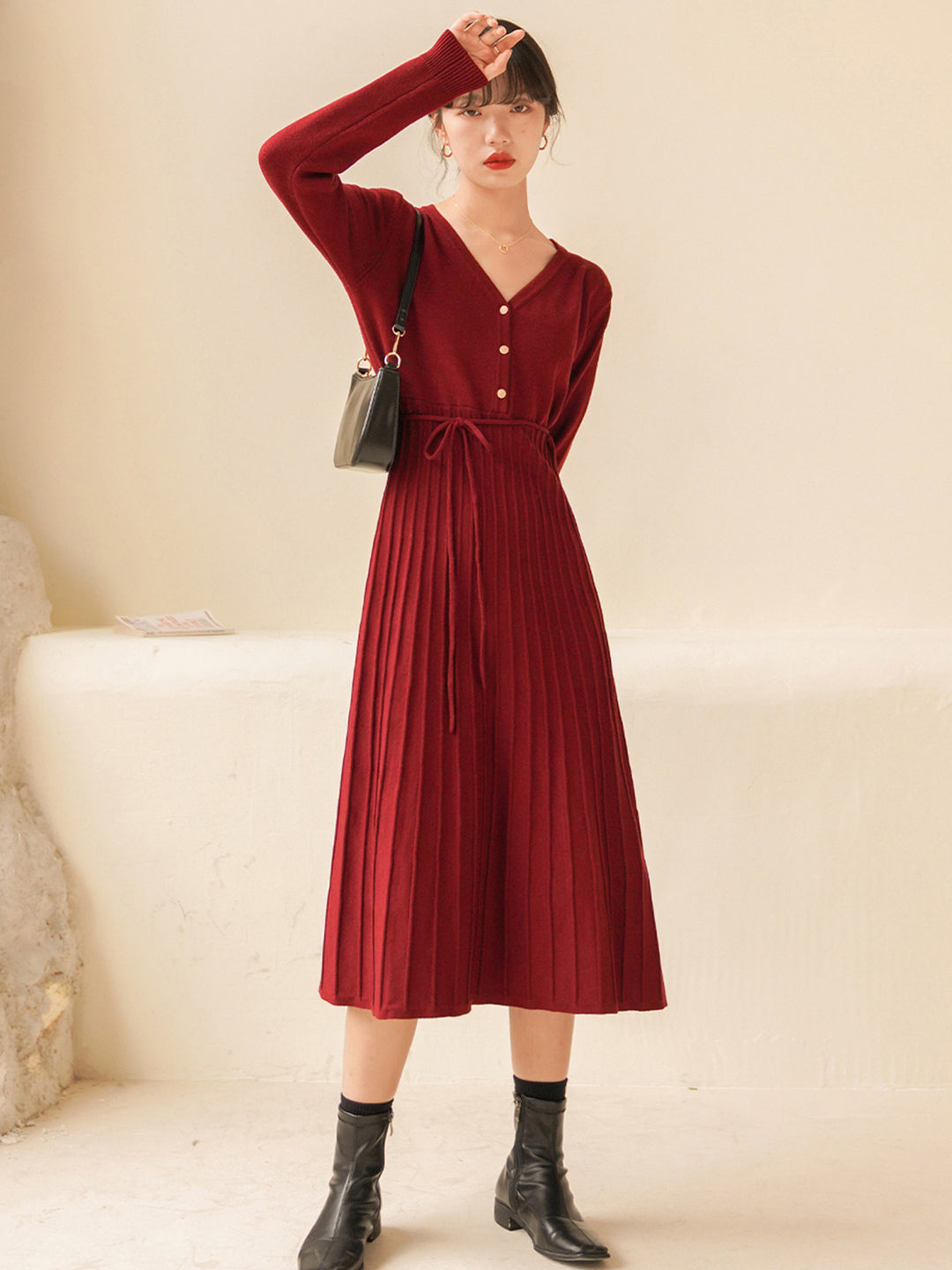 Kora Classic V-neck Knit Dress