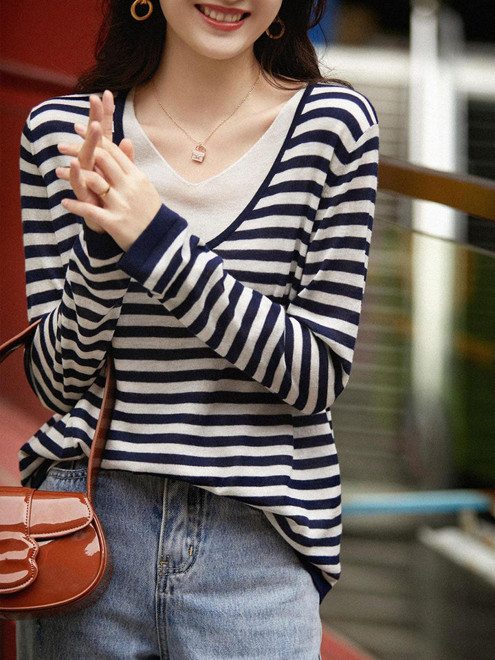 Camila Classic Contrasted Knitted Striped Sweater