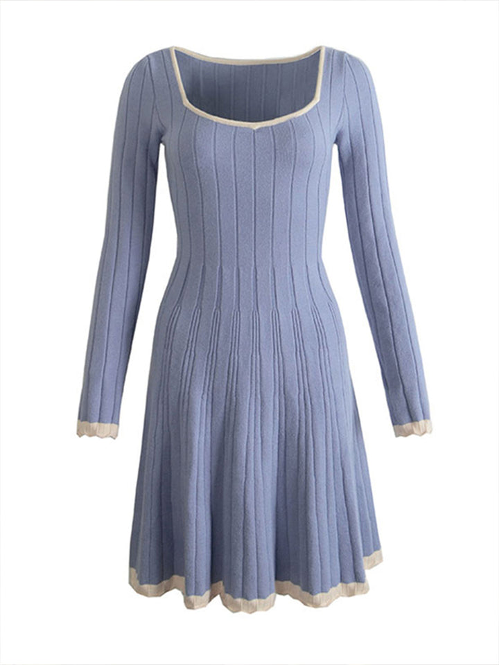 Mavis French Style Square Neck Cotton Sweater Dress