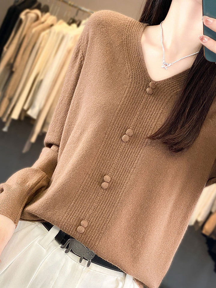 Abigail Casual V-neck Loose Knitted Sweater