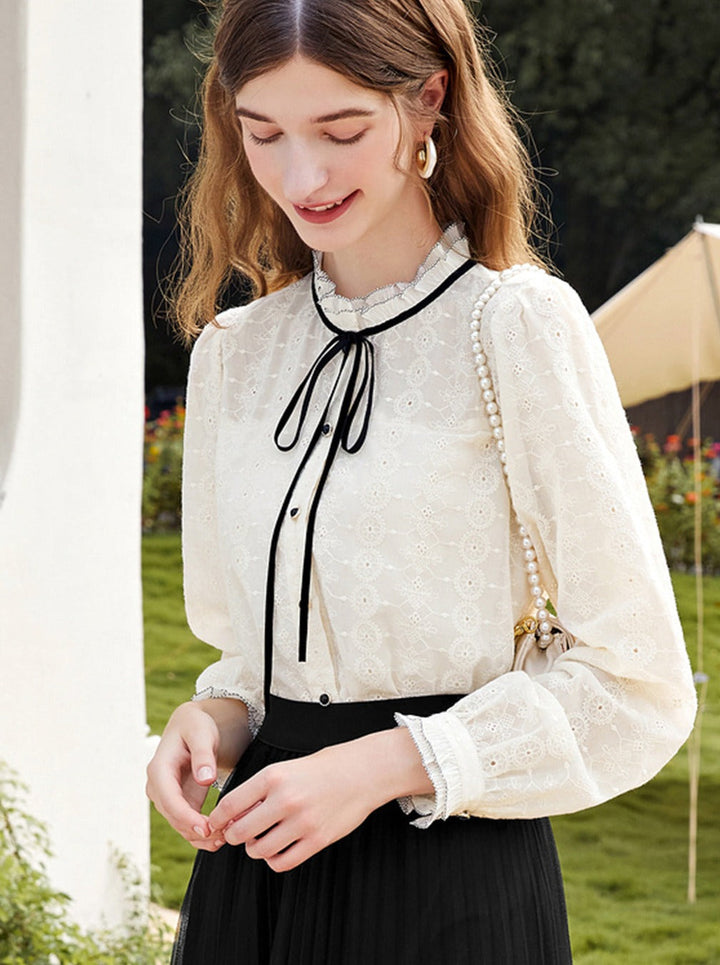 Emma Retro Embroidered Lace Shirt