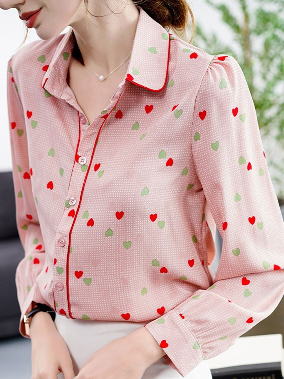 Bella Classic Lapel Printed Chiffon Shirt