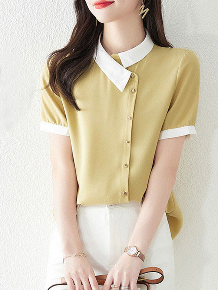 Eva Asymmetric Lapel Paneled Shirt