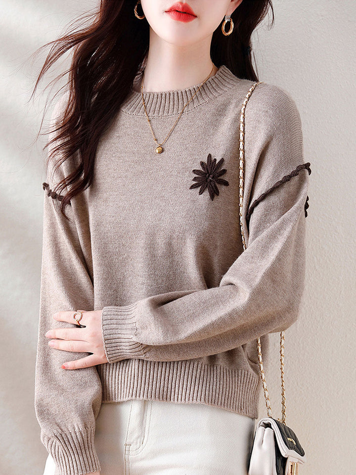 Mia Loose Embroidered Knitted Sweater