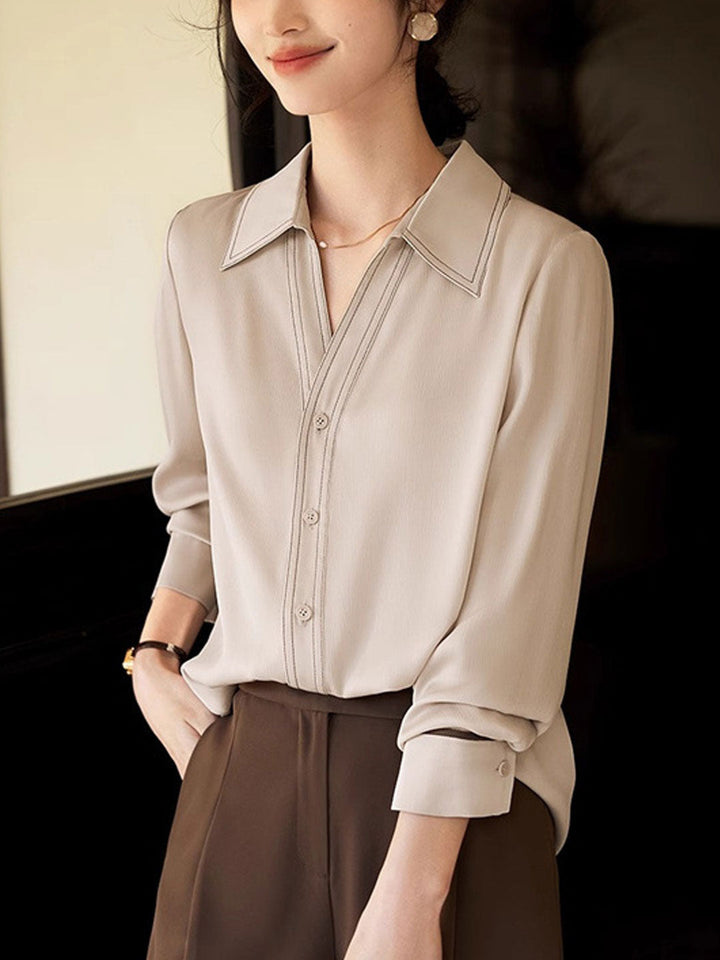 Alexis Elegant V-Neck Color Shirt