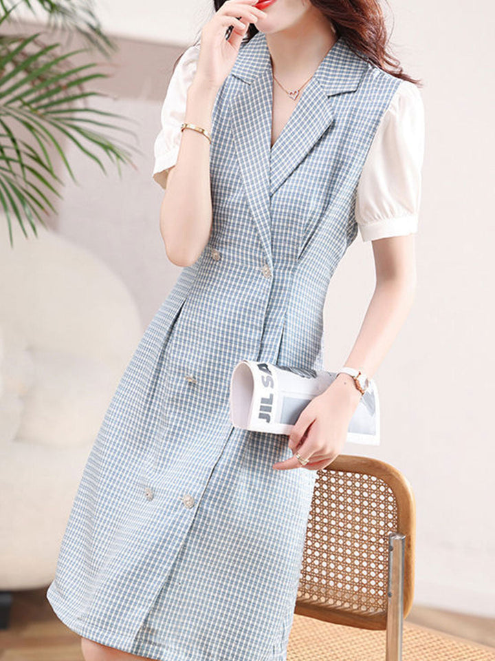 Madeline Classic Plaid Suit Panel Dress