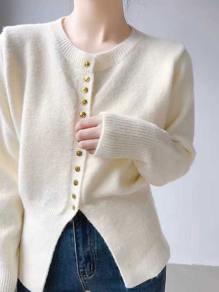 Isabella Loose Turtleneck Knitted Sweater-Beige