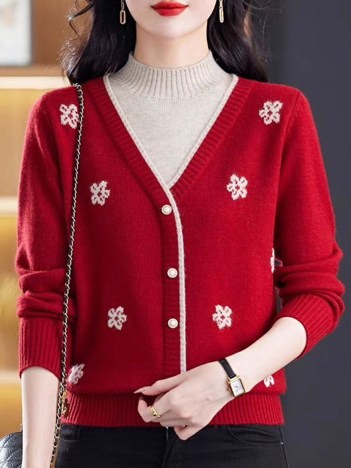 Ava Loose Contrasted Turtleneck Knitted Sweater