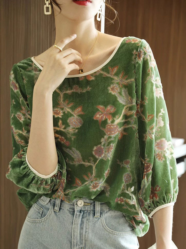 Riley Retro Shirred Printed Top