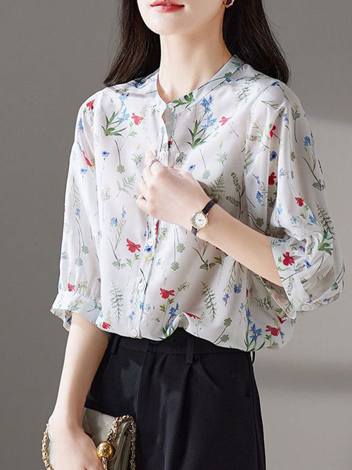 Chloe Vacation Loose Printed Chiffon Top