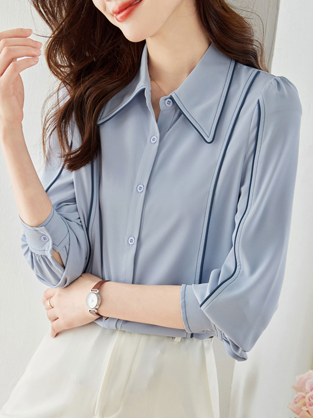 Abigail Classic Chiffon Long Sleeve Shirt