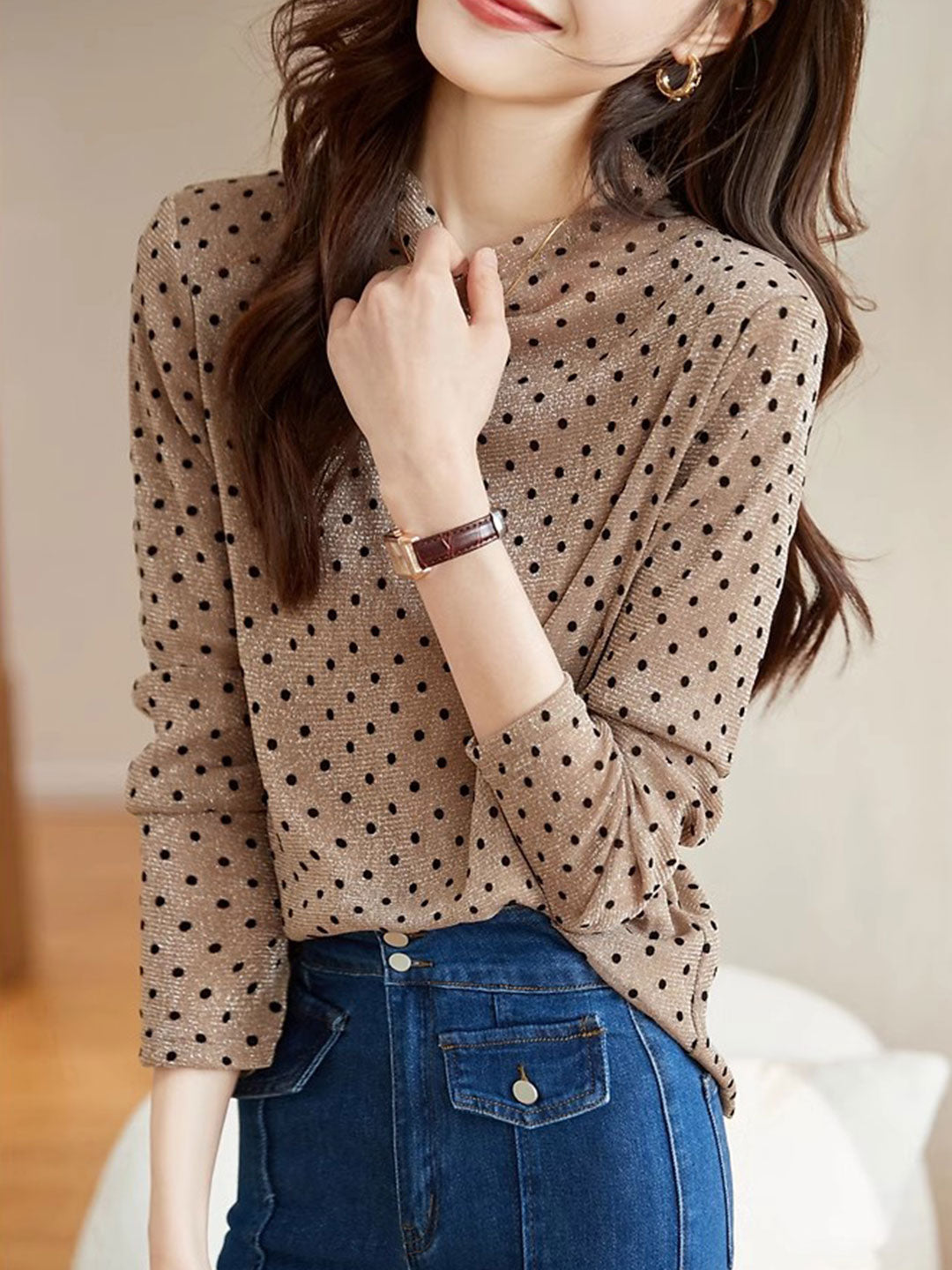 Olivia Classic Shiny Polka Dot Top