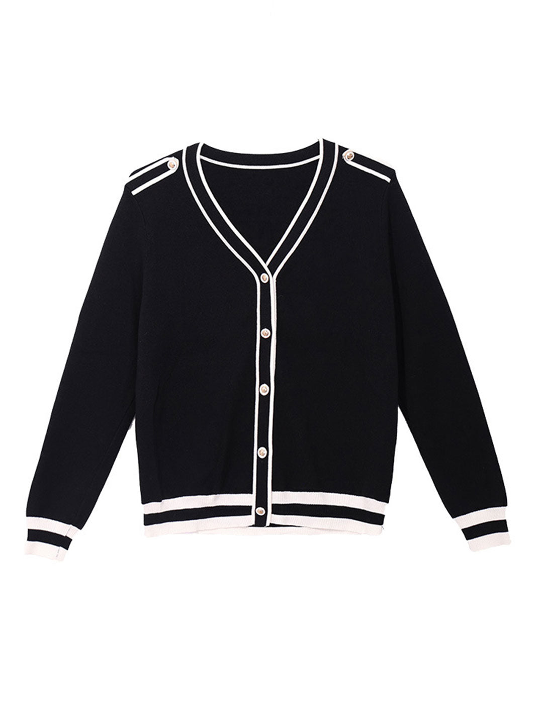 Ashley Elegant Contrast Color Knitted Cardigan