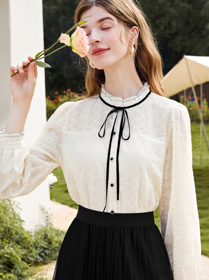 Emma Retro Embroidered Lace Shirt