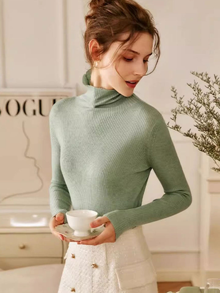 Alyssa Elegant Turtleneck Pile Neck Knitted Sweater