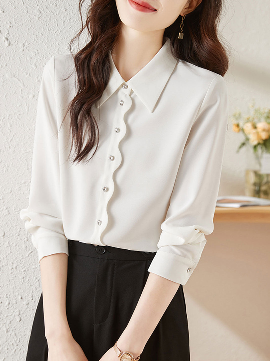 Hannah Elegant Chiffon Button Shirt