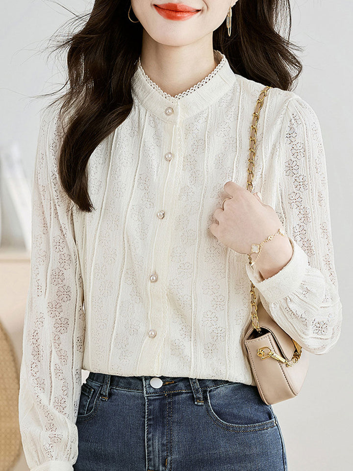 Mia Retro Lace Chiffon Blouse