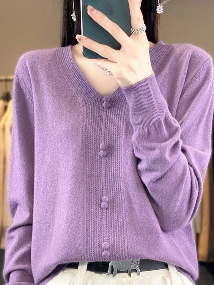 Abigail Casual V-neck Loose Knitted Sweater