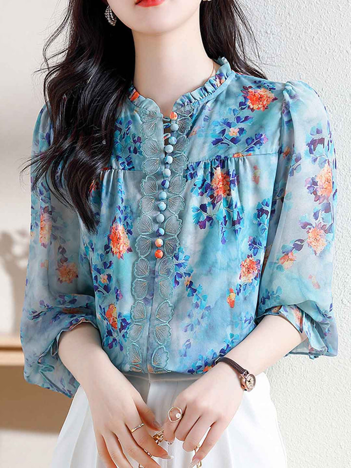 Jessica Classic Floral Printed Chiffon Top