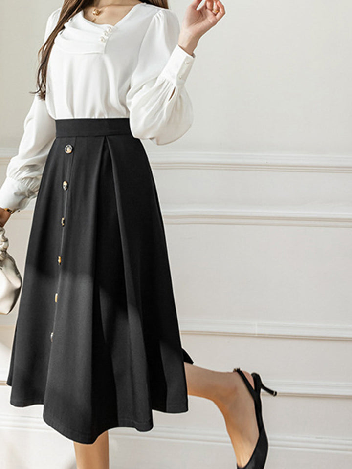 Caroline Elegant High Waist A-line Skirt