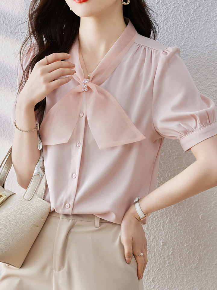 Kayla Classic Bow Chiffon Shirt