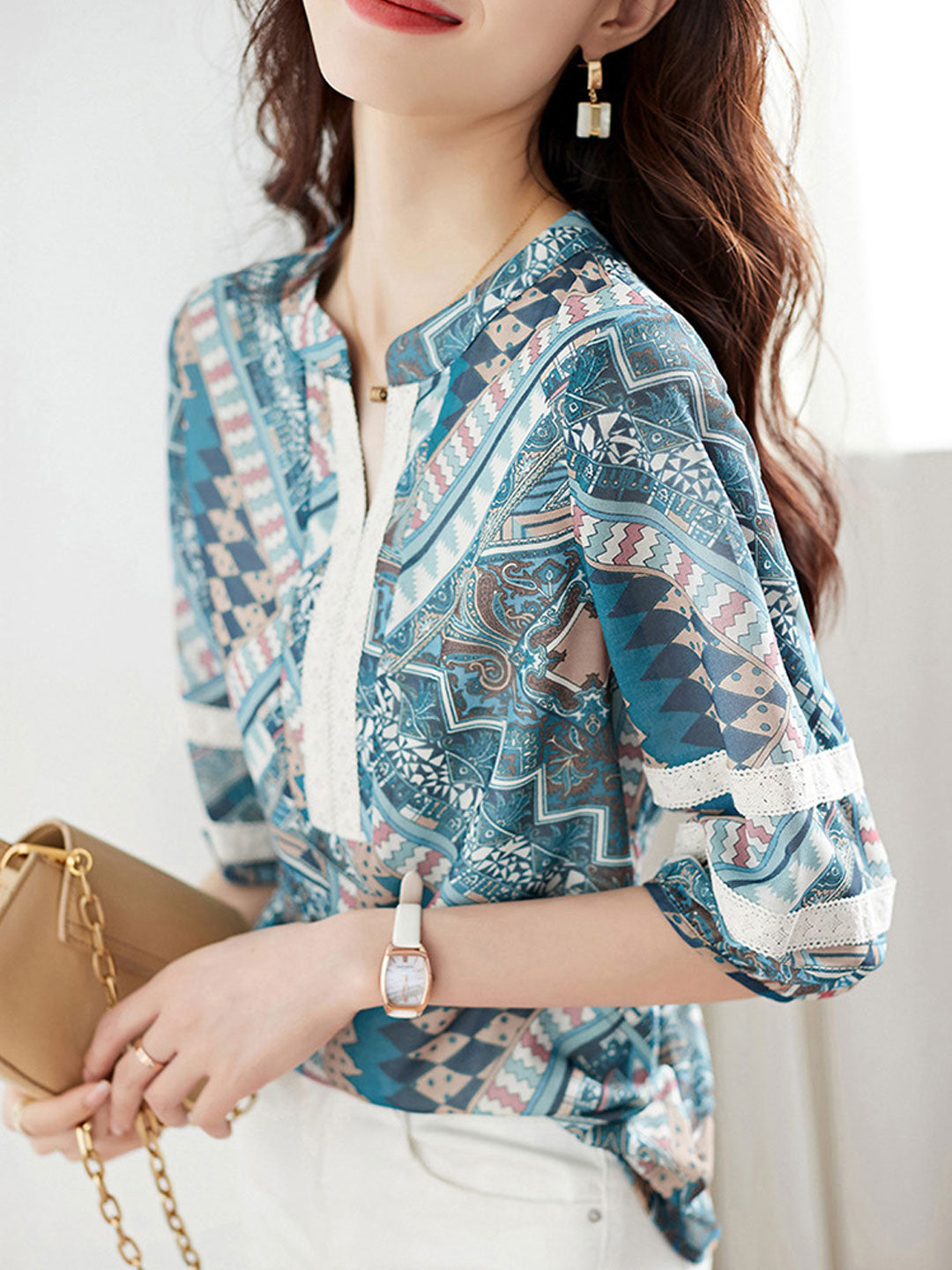 Sophia Classic Printed Lace Shirt