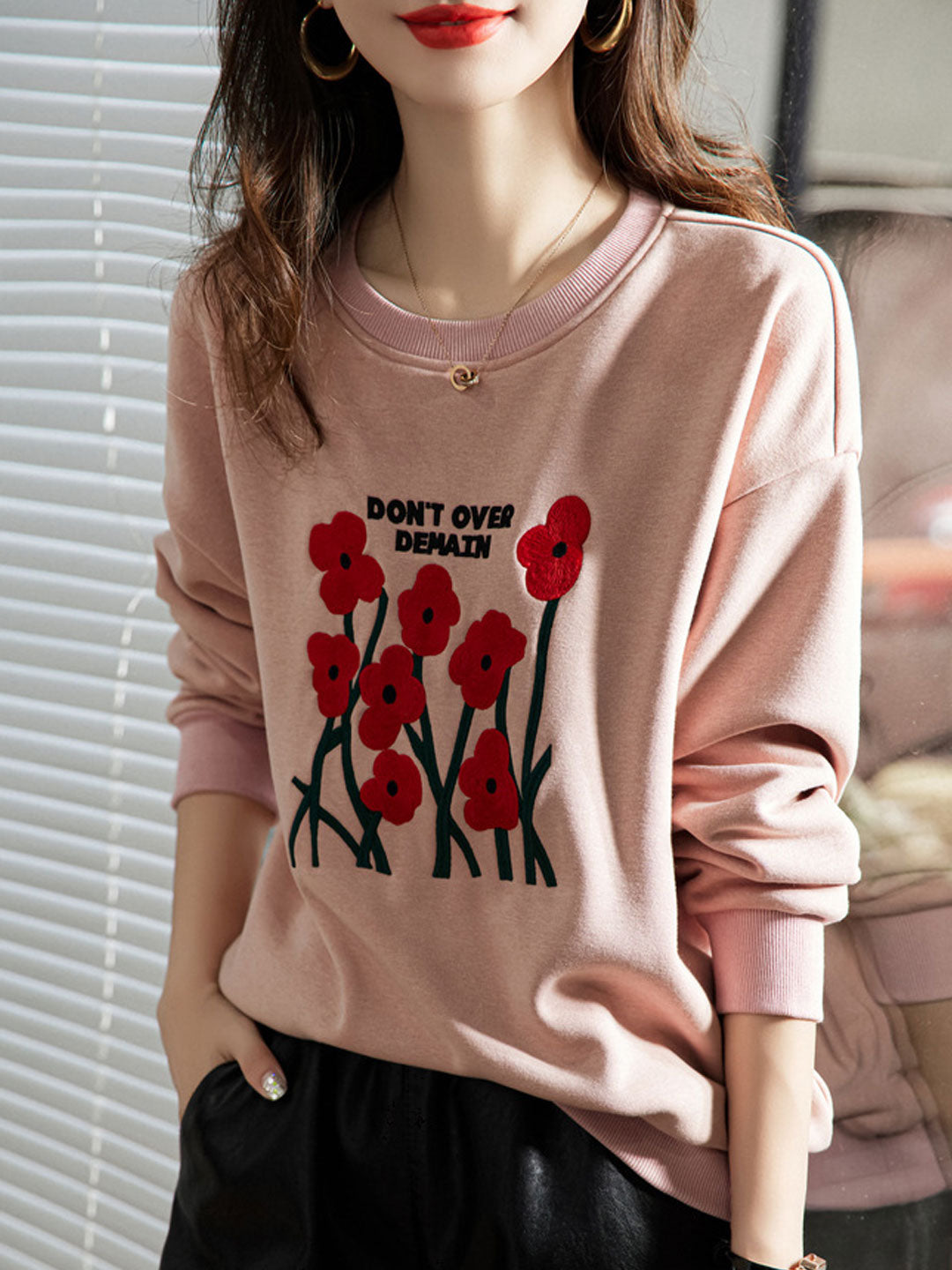 Zoey Loose Embroidered Sweatshirt