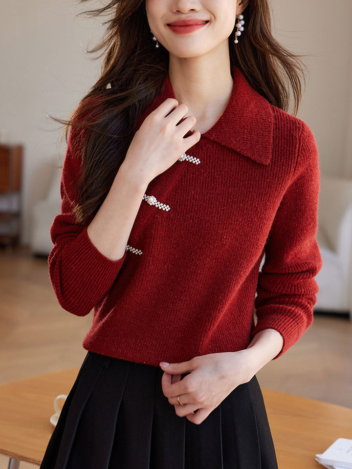 Emma Classic Polo Disc Button Knitted Sweater