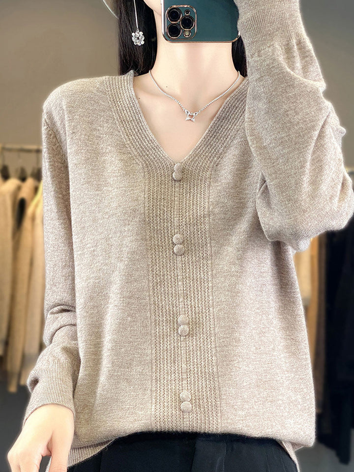 Abigail Casual V-neck Loose Knitted Sweater