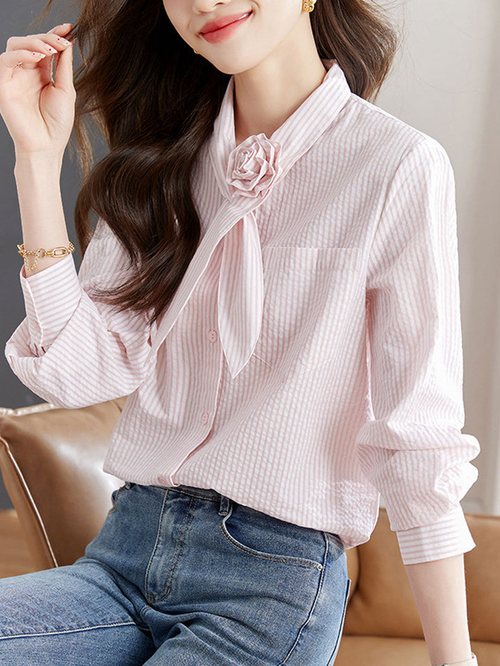 Kayla Elegant Solid Color Tie Shirt