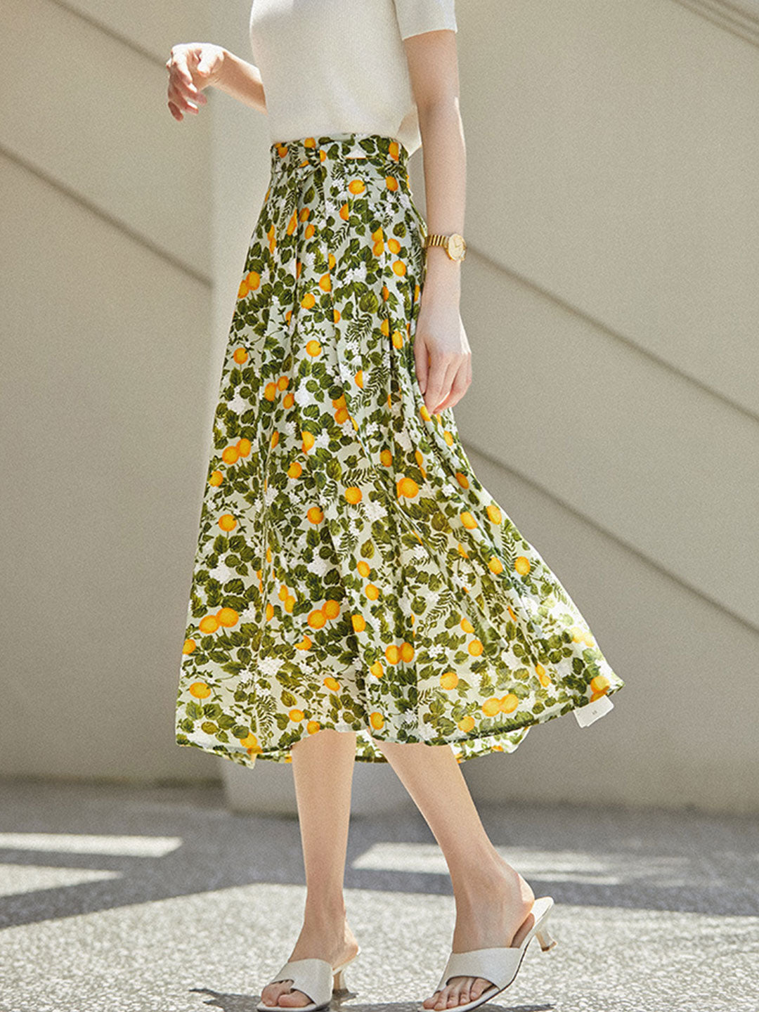 Gianna Retro Contrasted Color Printed Skirt