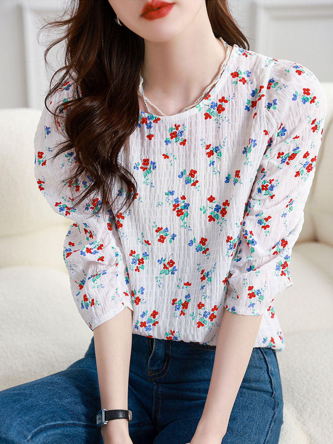 Sophie Classic Crew Neck Floral Top