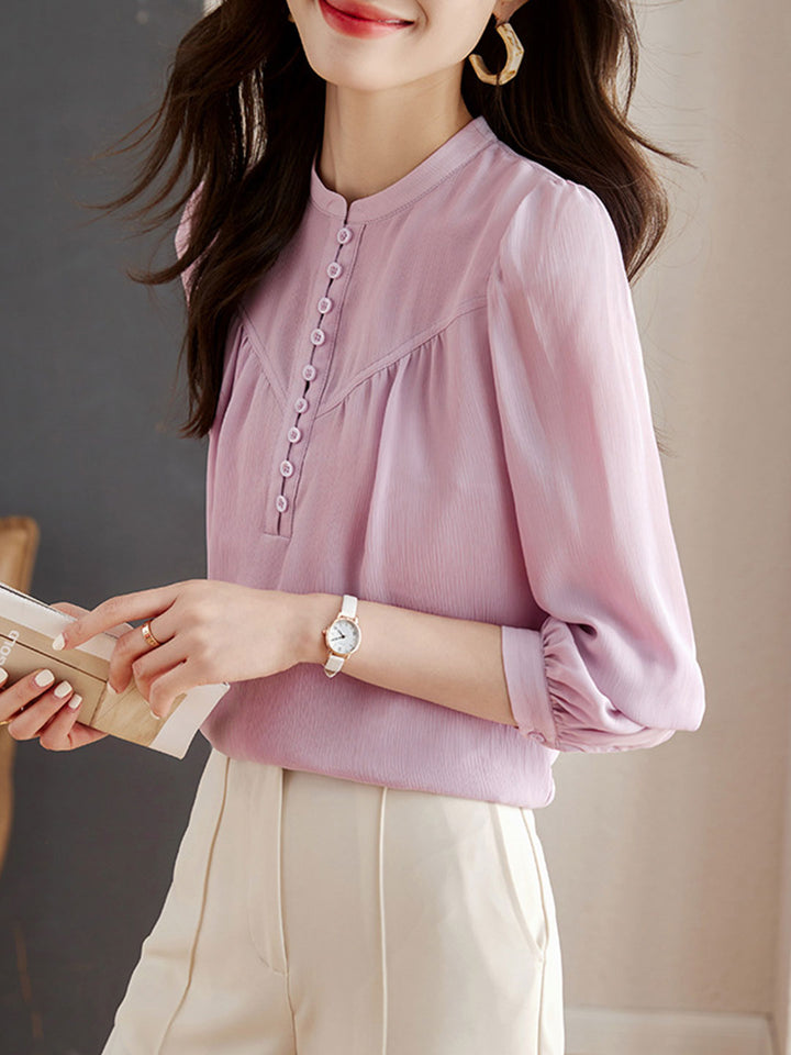 Grace Classic Crew Neck Chiffon Shirt