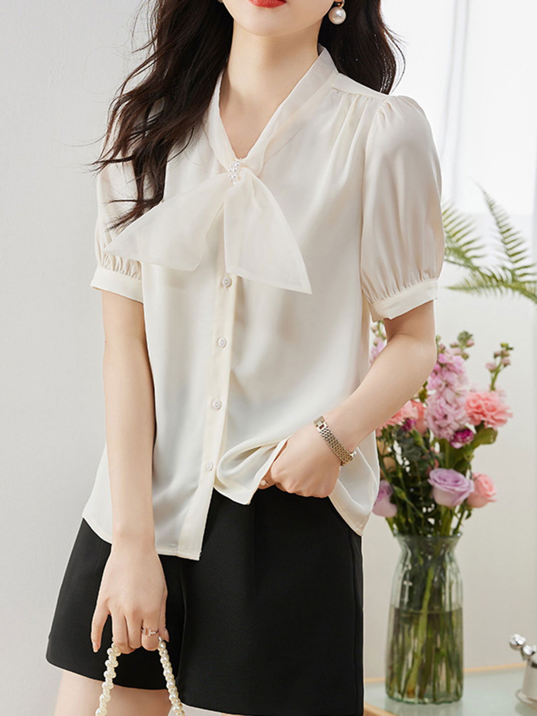 Kayla Classic Bow Chiffon Shirt