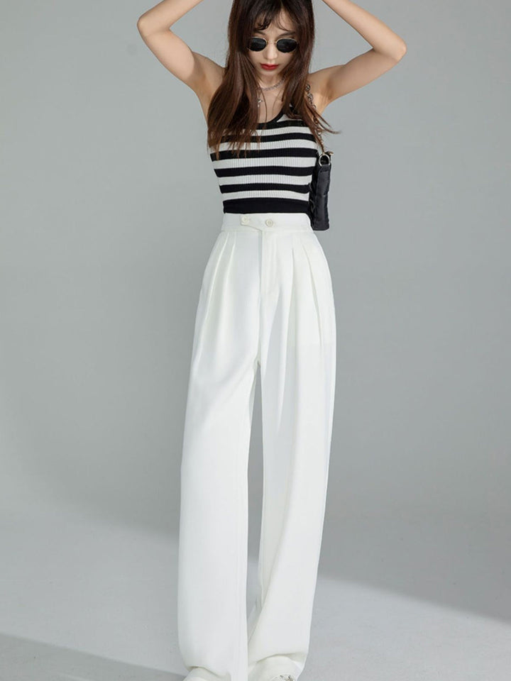 Debby Casual High Waist Pants-White