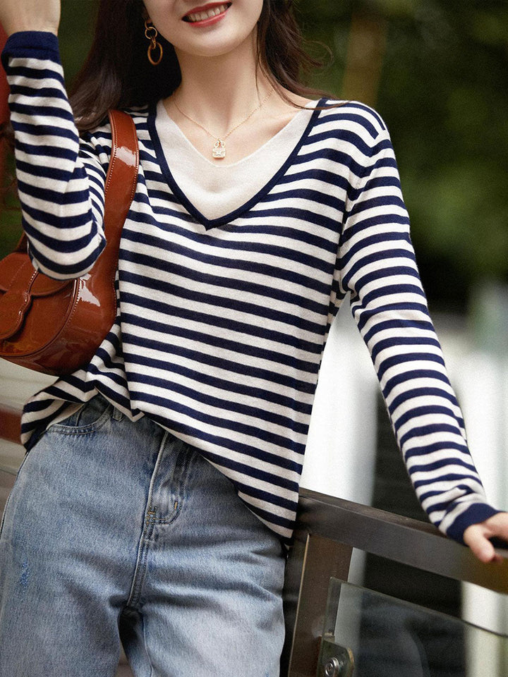 Camila Classic Contrasted Knitted Striped Sweater