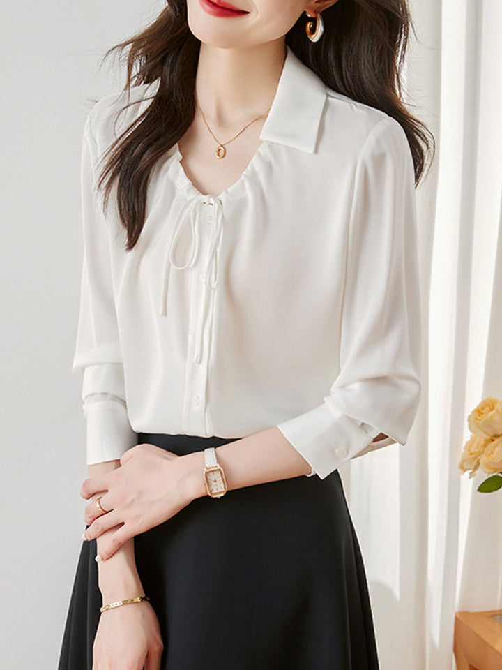 Sophia Elegant Drawstring Bow Shirt