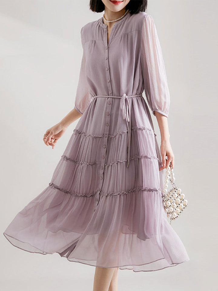 Sophie Elegant Pleated Tie Dress