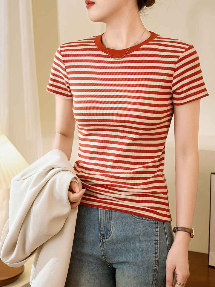 Madelyn Retro Contrast Slim Striped Top