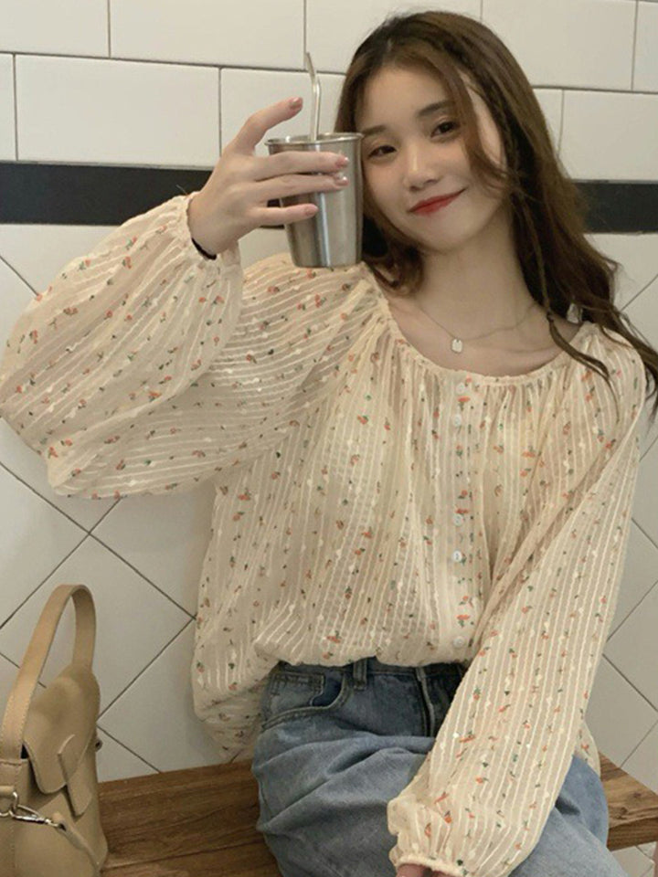 Parisian Casual Floral Button Down Top